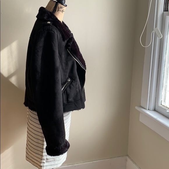 Zara fur-lined and fur-trimmed biker jacket XL - Picture 8 of 12